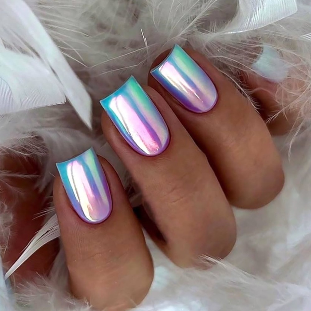 Iridescent Chrome Mermaid Press-On Nails Set